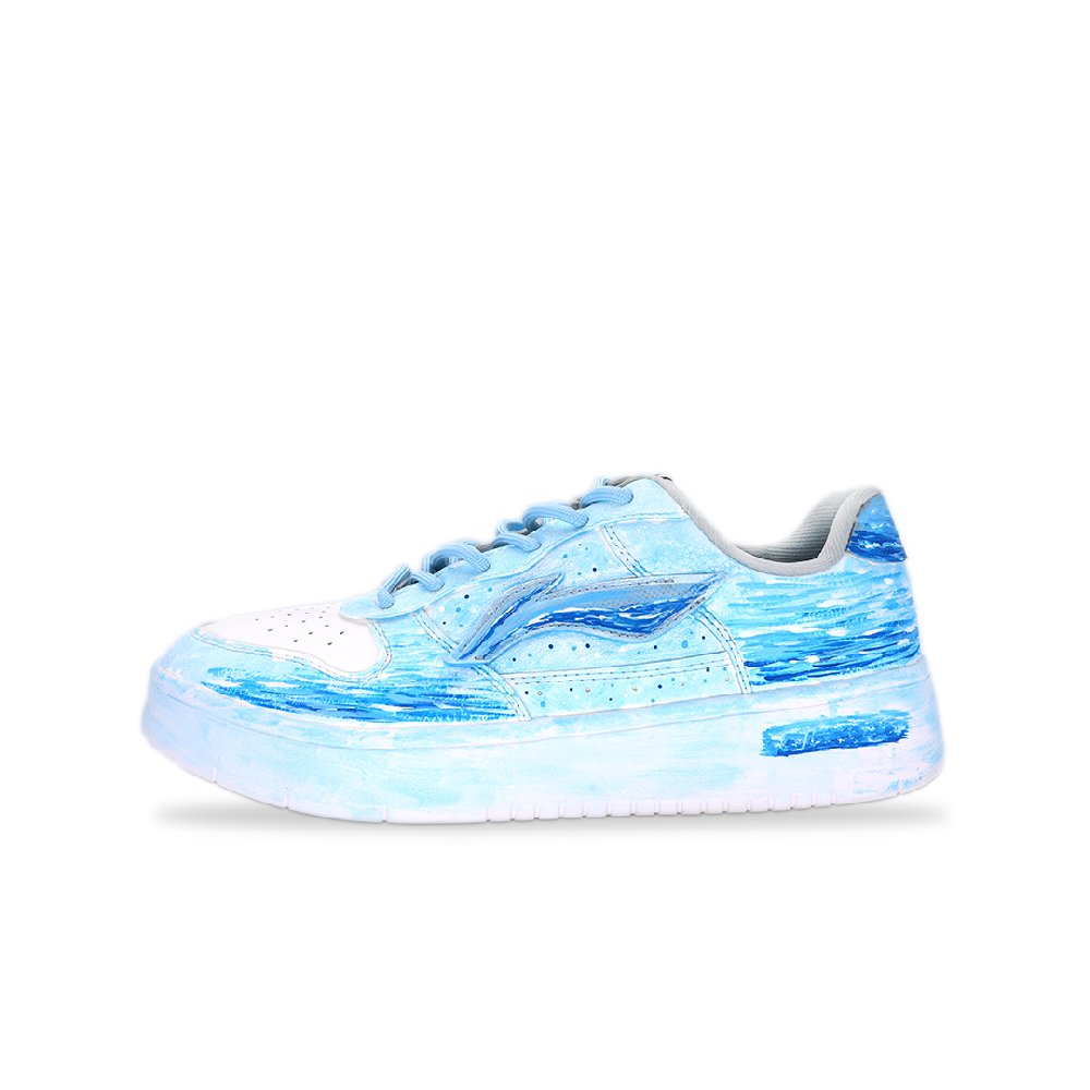 LiNing Pontoon Boats Breathable And Wear resistant Low Top Skateboard Shoes Men's White Blue