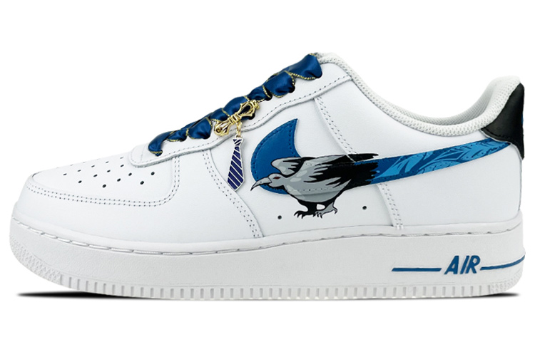 Nike Air Force 1 Coverage Warm Low-Top Skateboard Shoes Men's White Blue