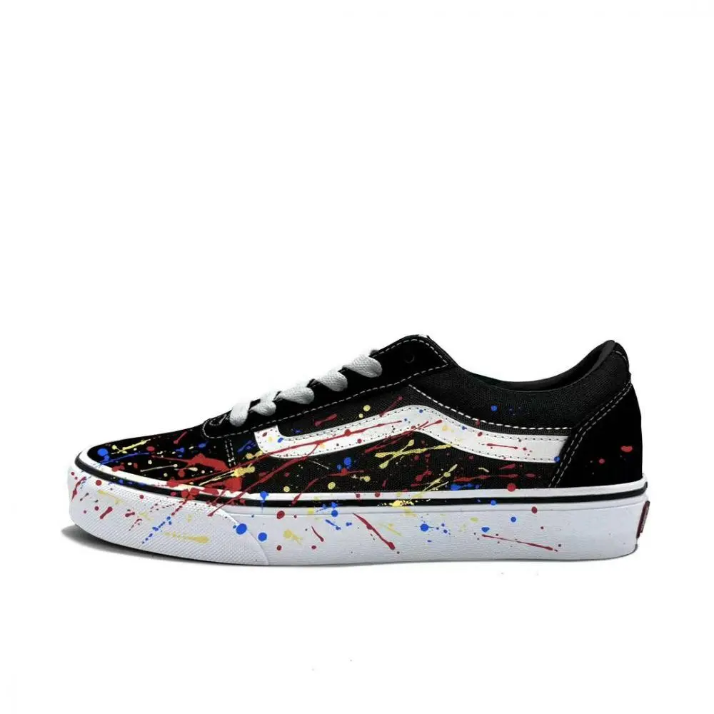 Vans Ward Abrasion Resistant Low top Skateboard Shoes Women's Black White Blue Yellow Red