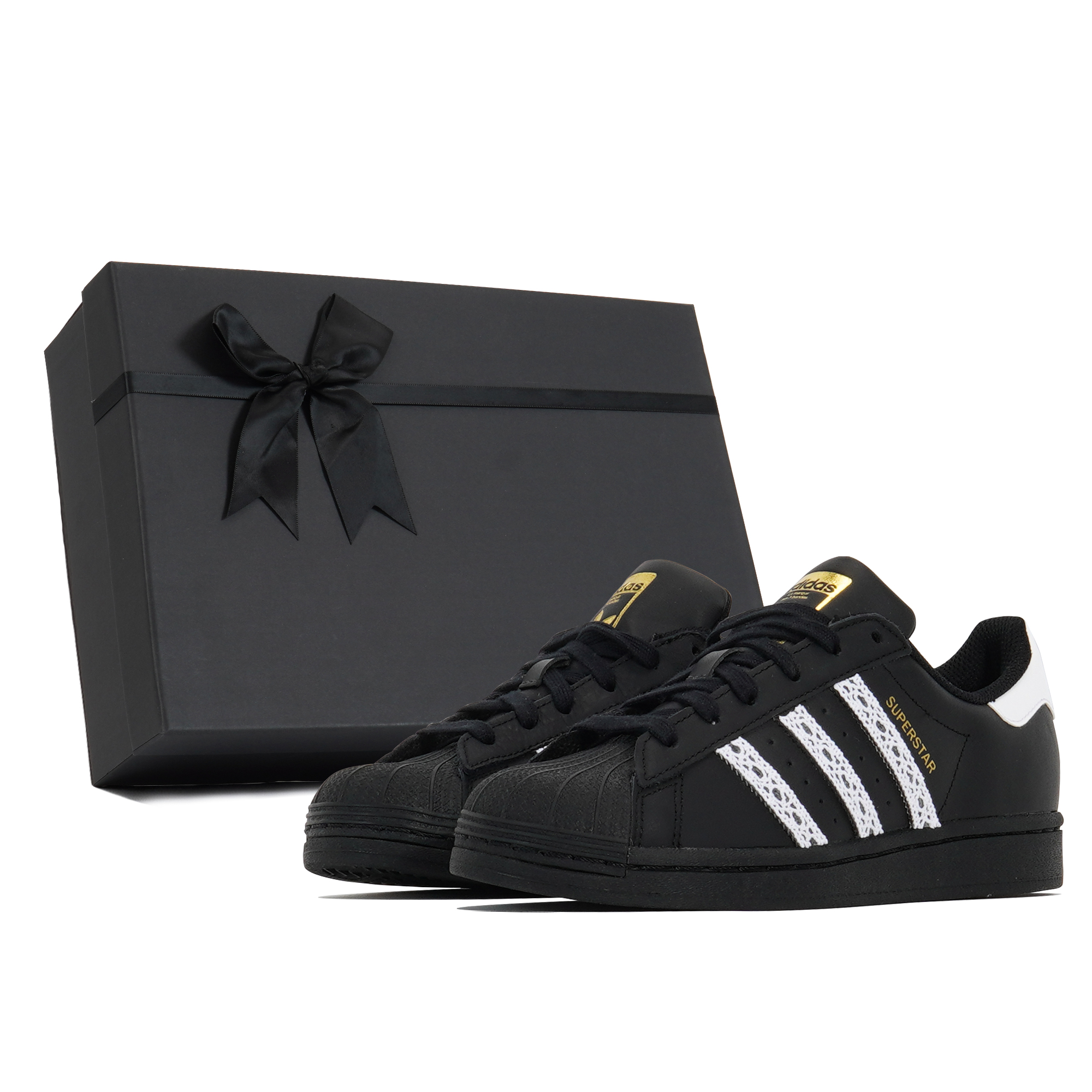 Teenagers Adidas Originals SUPERSTAR Anti-Kick Cushioning Wear-Resistant Low-Top Kids' Skateboarding Shoes Black White