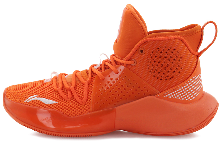 LiNing SONIC 8 Anti-Slip Wear-Resistant High-Top Basketball Shoes Men's Carrot Orange