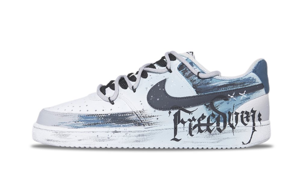 Nike Court Vision 1 Cushioning Abrasion Resistant Balance Low Top Skateboard Shoes Men's White Blue