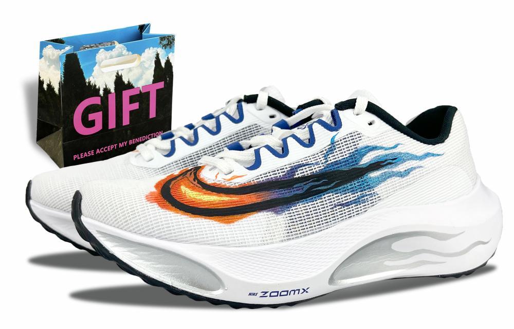 Nike Zoom Fly 5 Low Top Marathon Running Shoes Men's Black White Blue