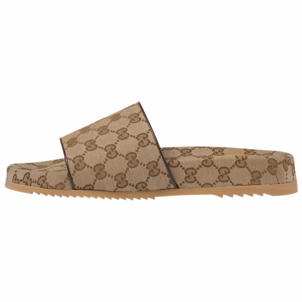 GUCCI Gg Slide Beige Canvas