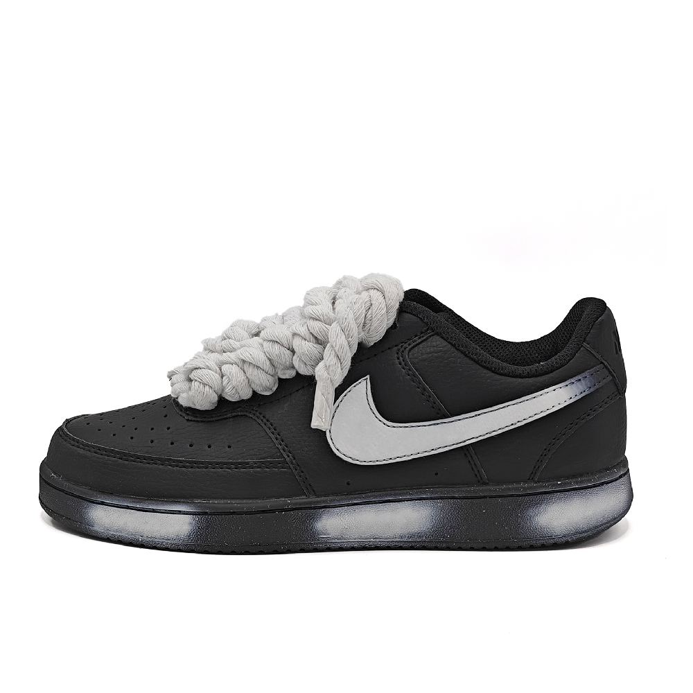 Nike Court Vision Non-slip Lightweight Low-Top Skateboard Shoes Unisex Black Gray Color