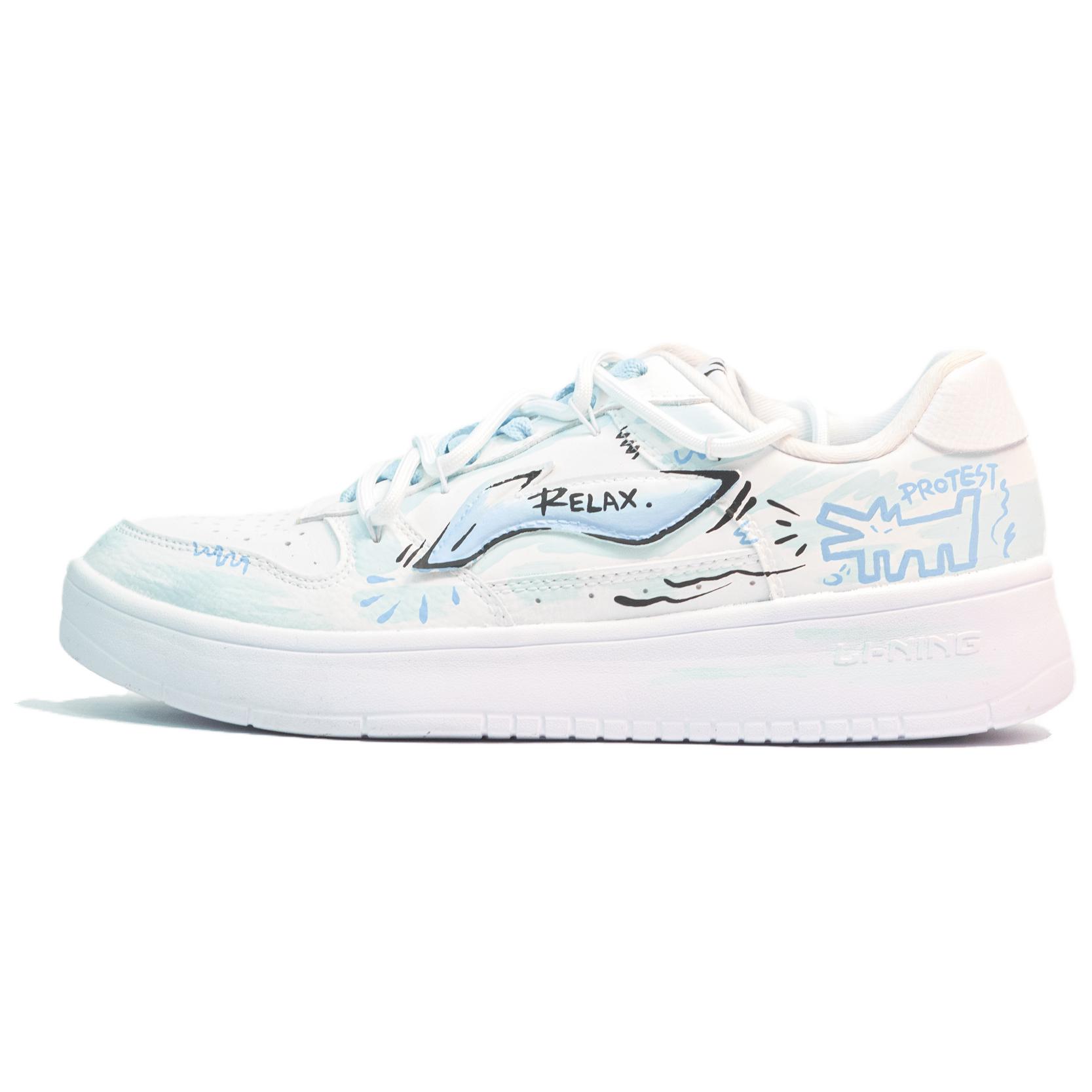 LiNing Pontoon Boats Anti Slip Wear Resistant Low Top Skateboard Shoes Women's White Blue купить в интернет-магазине Yoocart с быстрой доставкой по России.