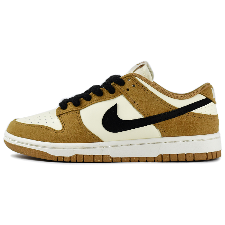 Nike Dunk Next Nature Flax Suede Anti Slip Wear Resistant Low Top Skateboard Shoes Unisex White Brown