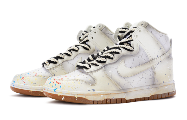 Nike Dunk High Top Skateboard Shoes Women's White Gray