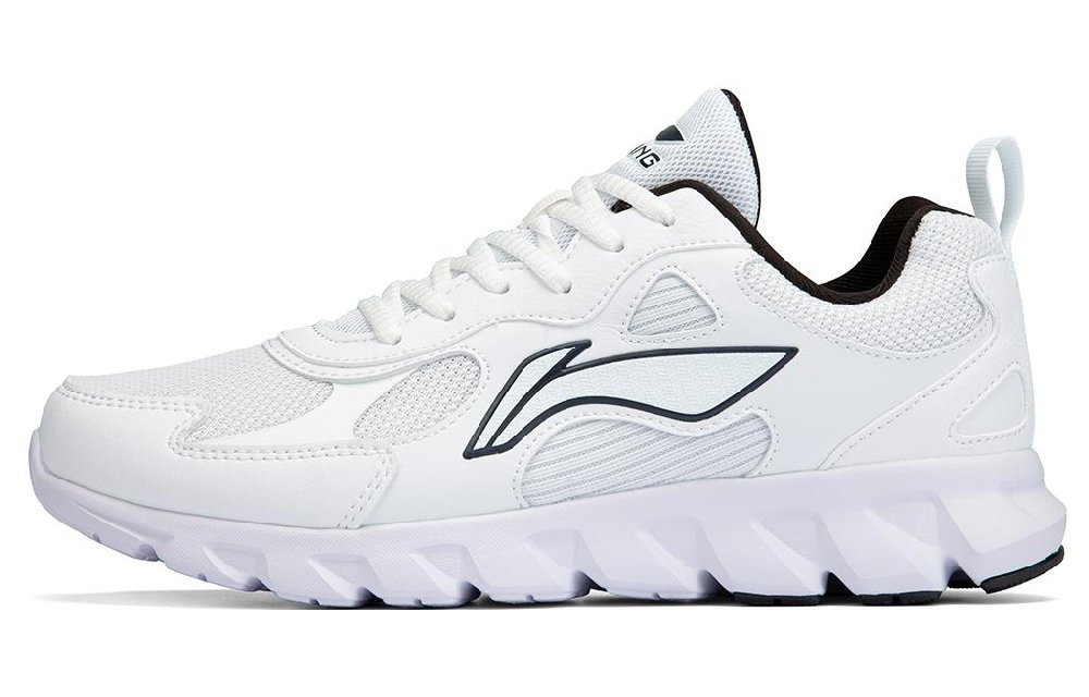 LiNing Running Collection Abrasion Resistant Breathable Low top Casual Running Shoes Men's White Black