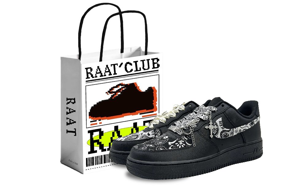 Nike Air Force 1 Low Top Skateboard Shoes Men's Black White