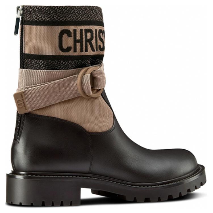 DIOR D-Major Ankle Boots Women's Taupe/Black
