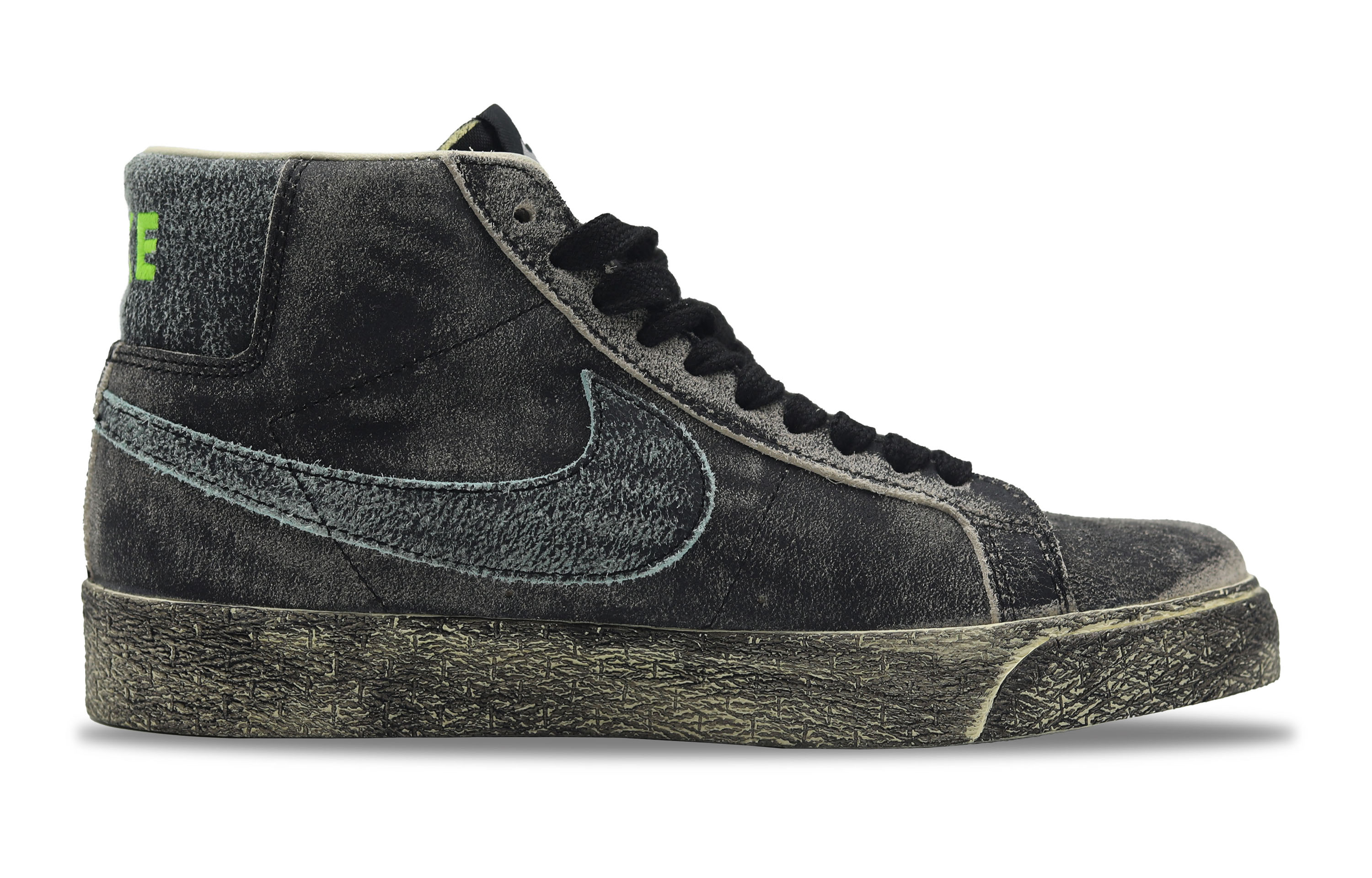Nike Blazer Slip-Resistant Cushioning Abrasion-Resistant Mid-Top Skateboard Shoes Unisex Black Green