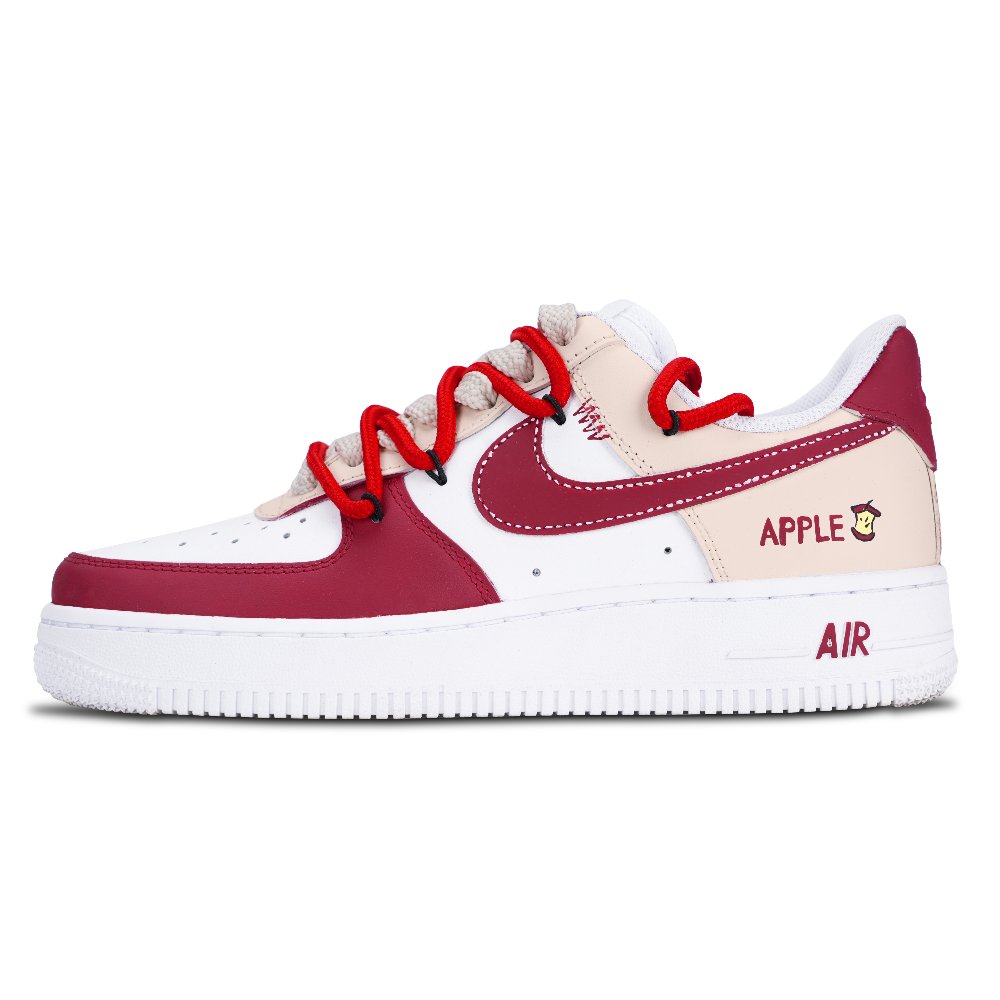 Nike Air Force 1 Apple Pie Slip Resistant Low Top Skateboard Shoes Unisex Red White