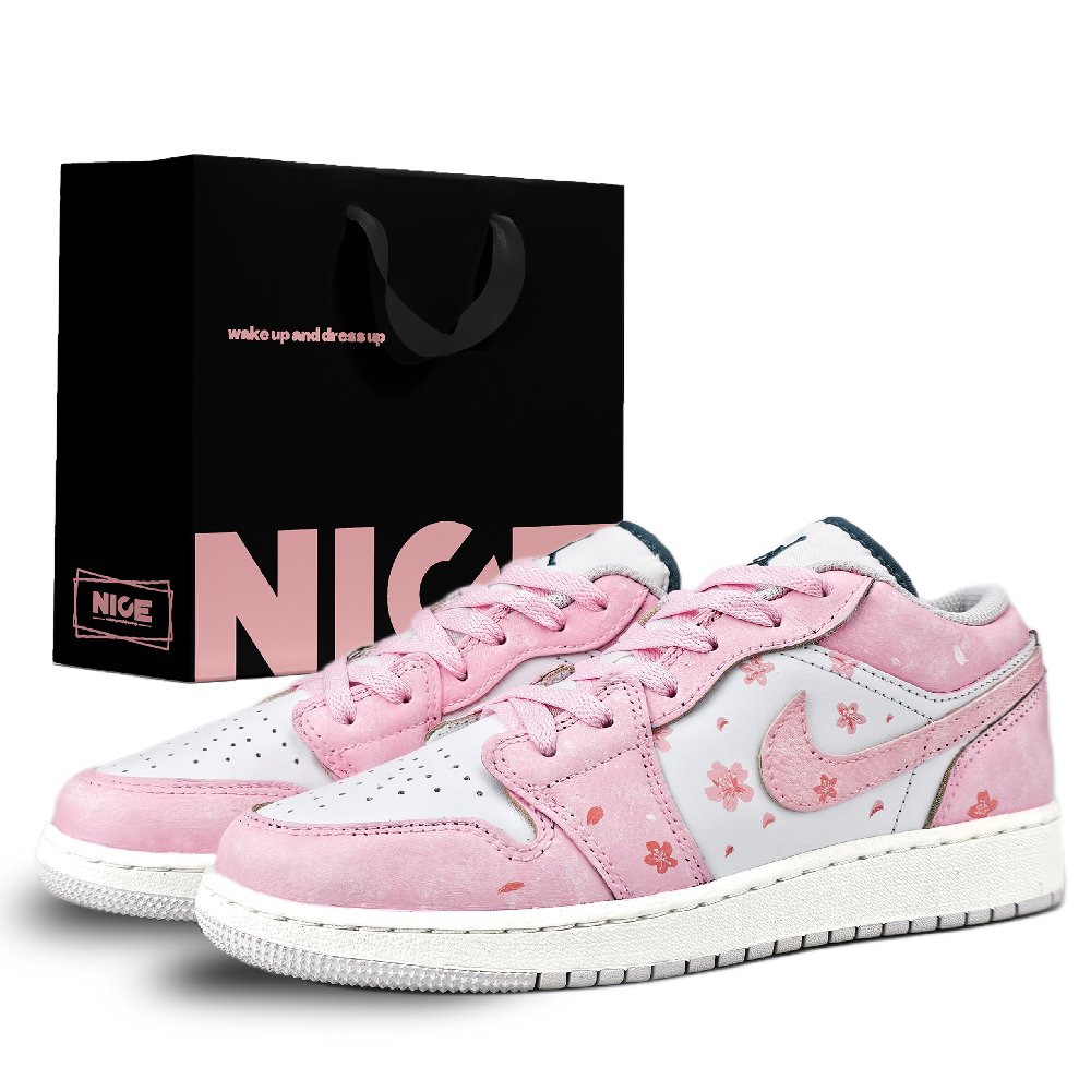 Jordan Air Jordan 1 Low Top Vintage Basketball Shoes Unisex Pink White