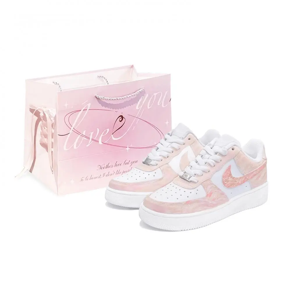 Nike Air Force 1 Skateboard Shoes Unisex Low top White/Peach Pink