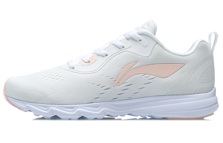 LiNing Cushioning, Slip Resistant, Lightweight, Breathable Low Top Running Shoes Women's Champagne White