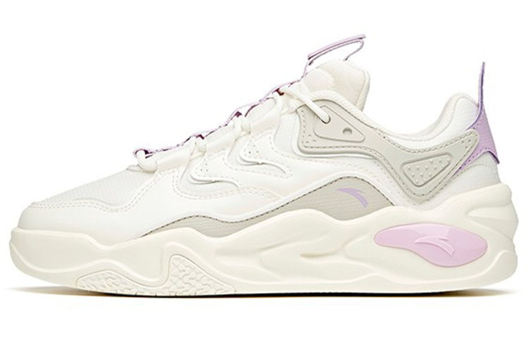 ANTA Life Collection Skateboard Shoes Women's Low Top Ivory White/Shade 1 Gray/Light Lilac
