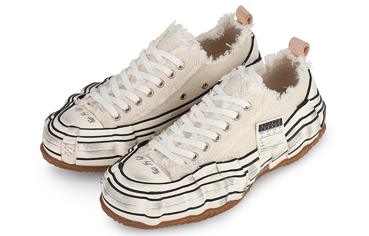 XVESSEL Canvas Shoes Unisex Low-Top Ecru/Brown