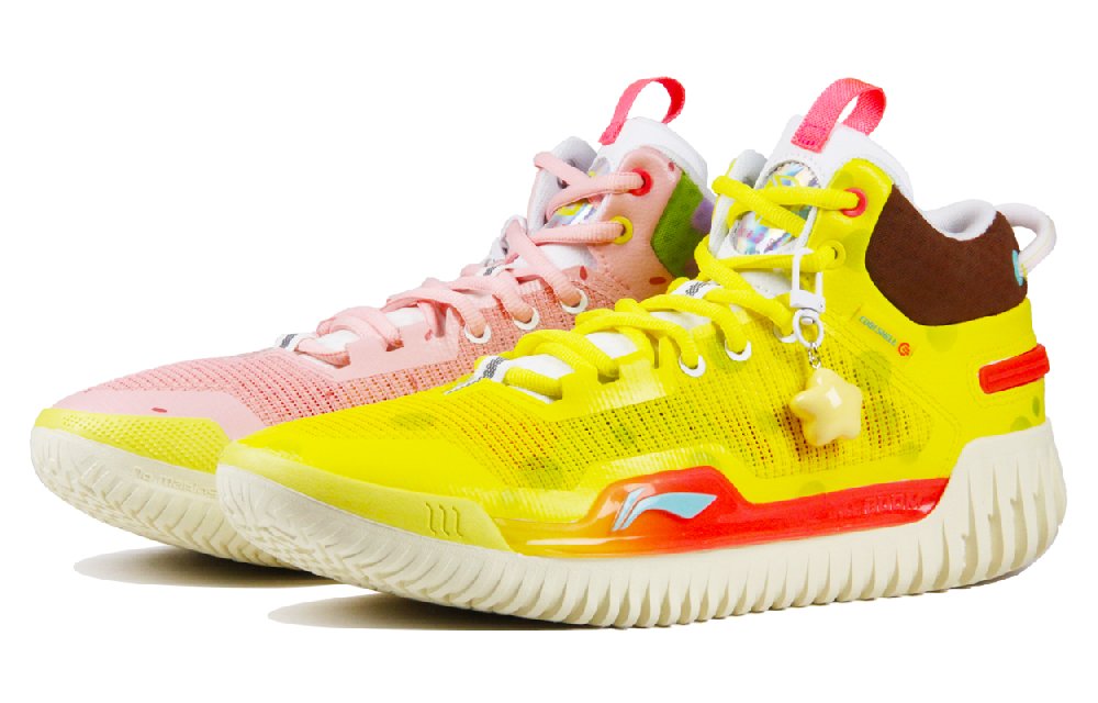 LiNing Badfive 3 Cushioning Anti-Slip And Wear-Resistant Mid-Top Basketball Shoes Men's Yellow Pink