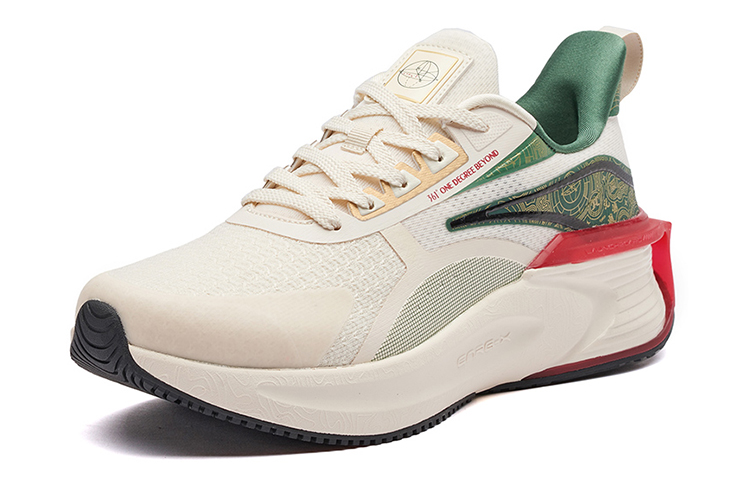361° Galloping ENRG X Technology Cushioned Slip Resistant Abrasion Resistant Low Top Running Shoes White Green Red