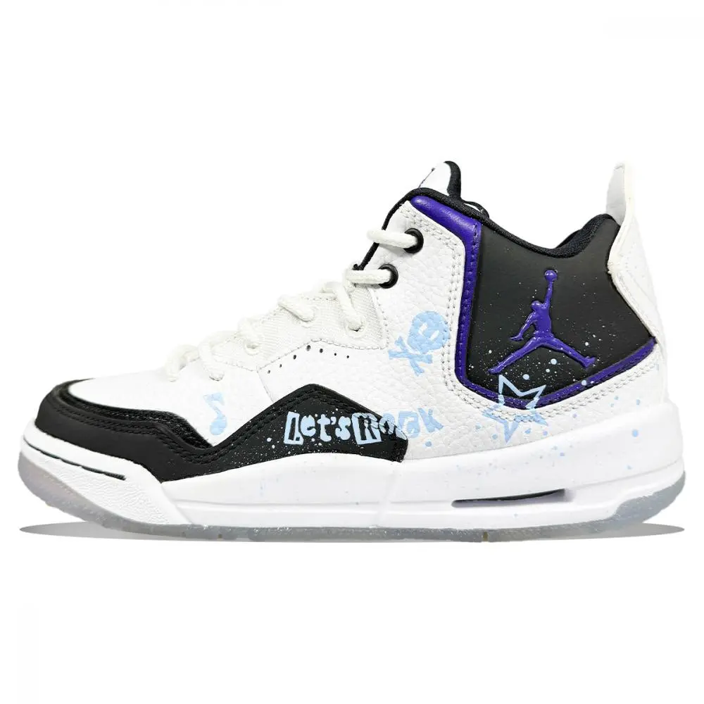 Jordan Courtside 23 Cushioned Slip-Resistant Mid-Top Vintage Basketball Shoes Women's Black White