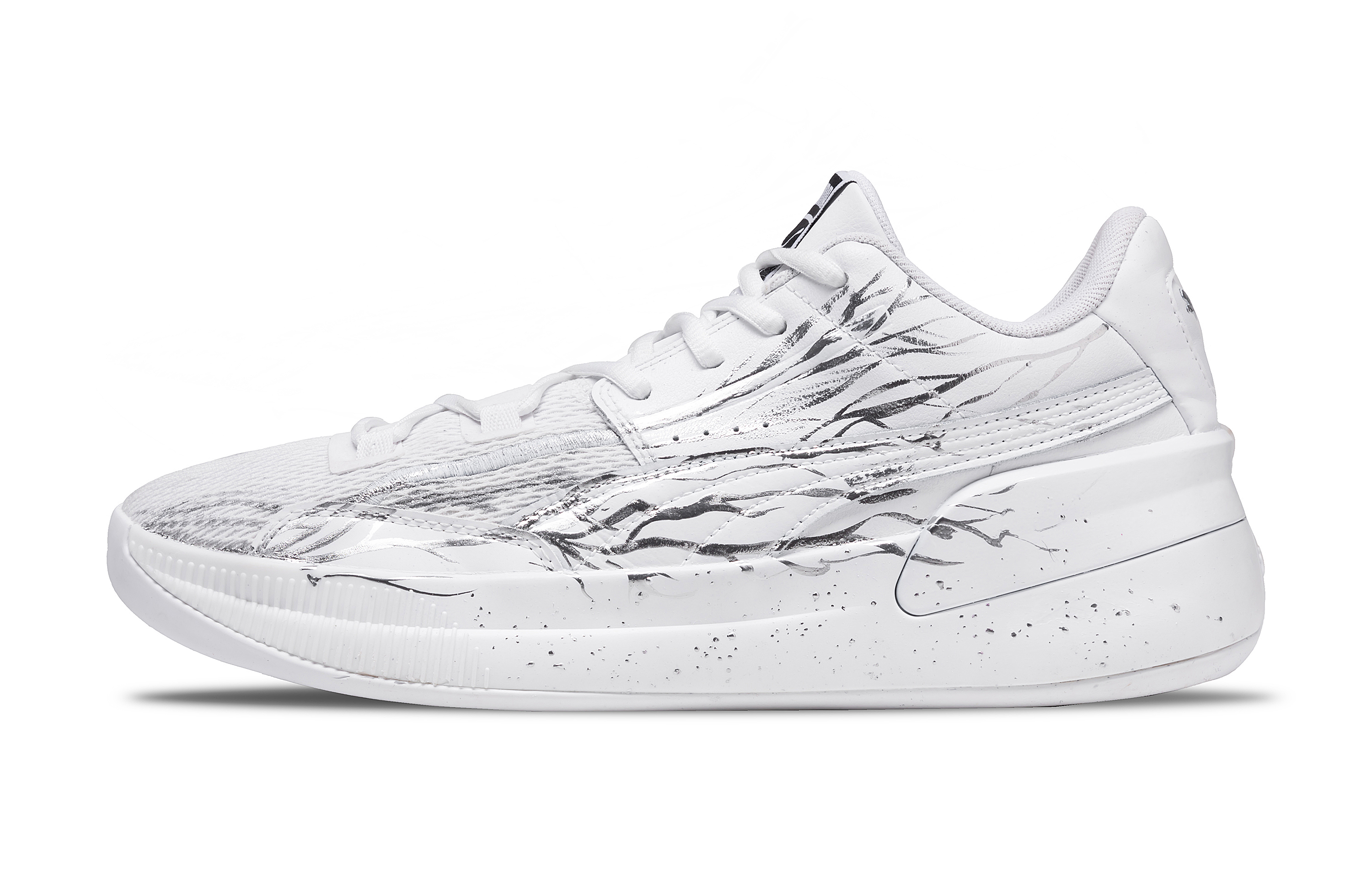 PUMA Clyde Hardwood Abrasion Resistant Low top Basketball Shoes Unisex Silver