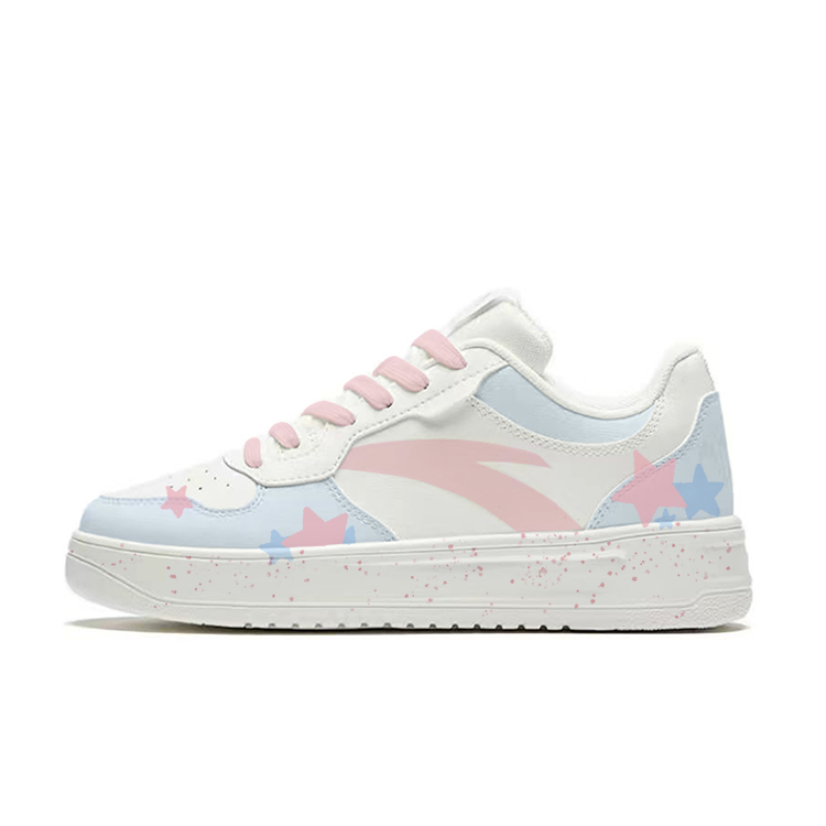 Anta Relaxed Anti Slip Wear Resistant Low Top Skateboard Shoes Unisex White Blue Pink