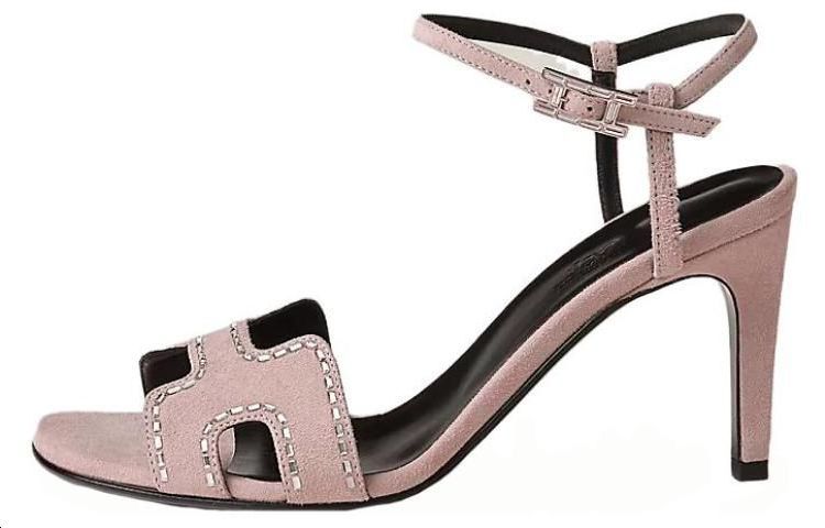 HERMES Heden One Strap Sandals 8cm Women's Light Pink