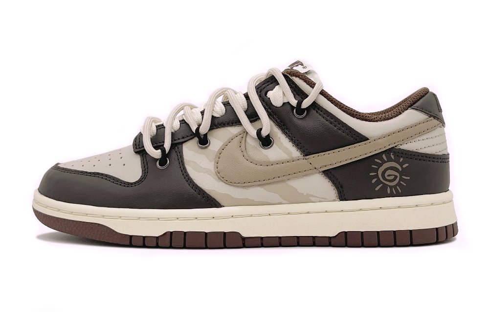 Nike Dunk Anti Slip Wear Resistant Low Top Skateboard Shoes Women's Beige Brown