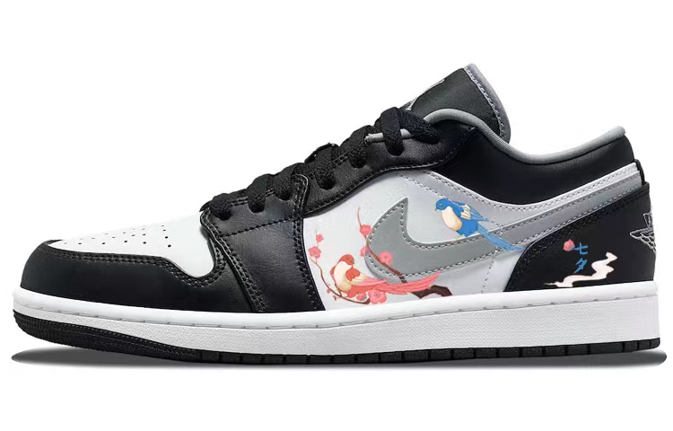 Jordan Air Jordan 1 Anti-Slip Wear-Resistant Low-Top Vintage Basketball Shoes GS Black White
