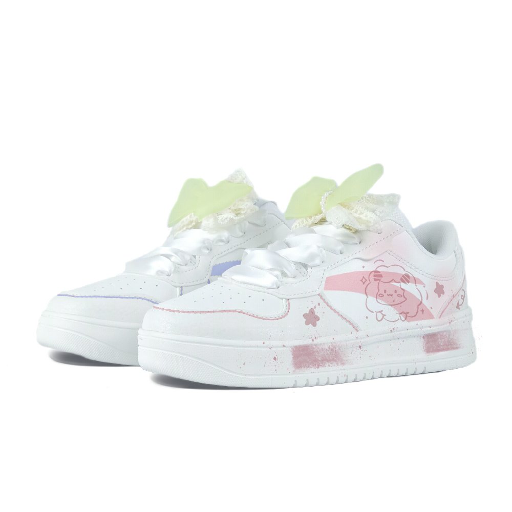 Anta Relaxed Anti Slip Wear Resistant Low Top Skateboard Shoes Unisex Pink Blue Mismatched