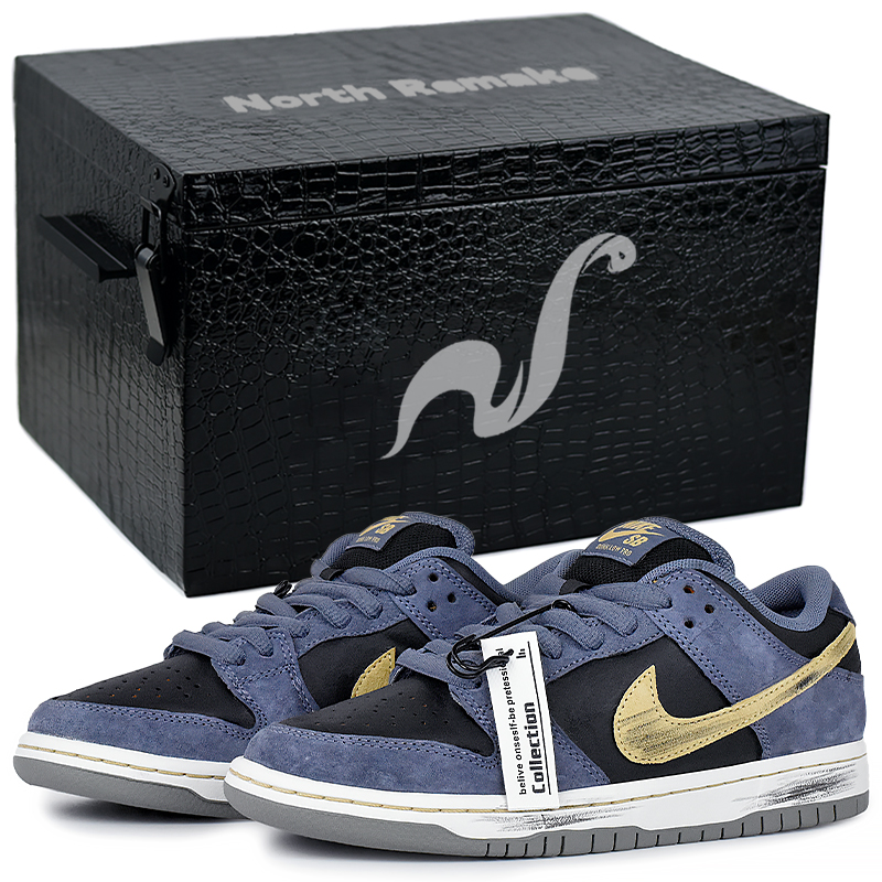 Nike Dunk SB Abrasion Resistant Low Top Skateboard Shoes Unisex Dusty Blue Black