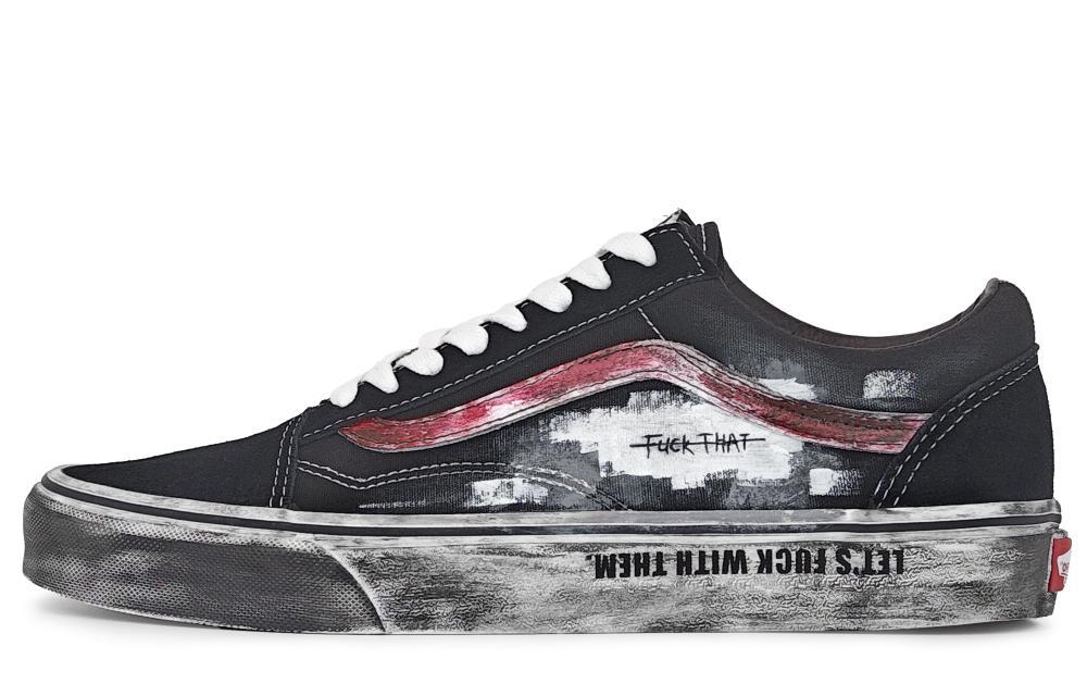Vans Old Skool Black Hardcore Knight Lightweight Low-Top Skateboard Shoes Unisex Black White