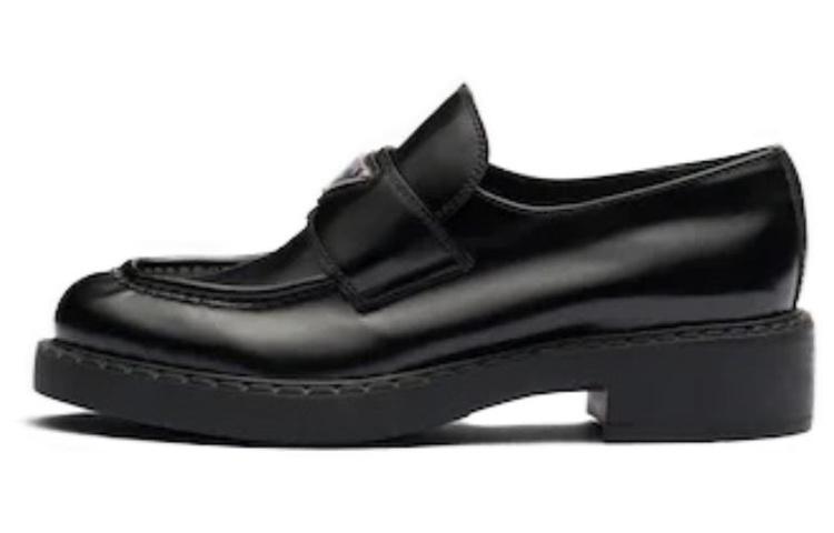 PRADA Chocolate 50mm Brushed Leather Loafer 'Black' Women's