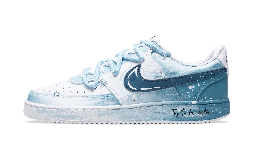 Nike Court Vision 1 Slip-Resistant Cushioning Wear-Resistant Low-Top Skateboard Shoes Men's Lake Blue