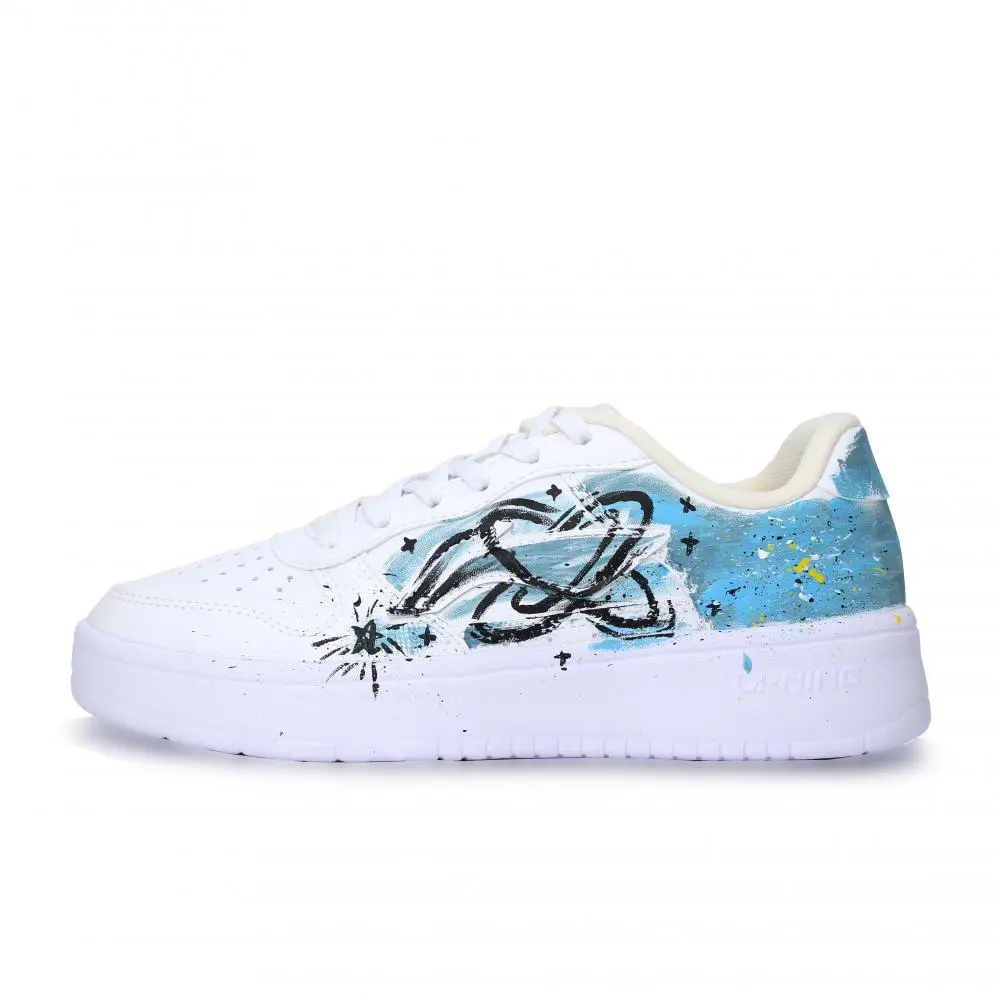 LiNing Pontoon Boats Abrasion Resistant, Lightweight, And Breathable Low top Skateboard Shoes Unisex White Blue Gray