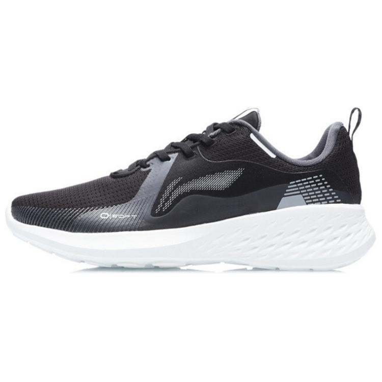LiNing Soft Element Cushioned Anti-Slip Wear-Resistant Breathable Lightweight Low-Top Running Shoes Unisex Black Gray