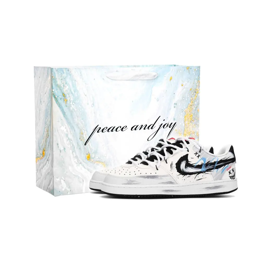 Nike Court Vision 1 Hip Hop Mischief Abrasion Resistant Low Top Skateboard Shoes Men's White Gray
