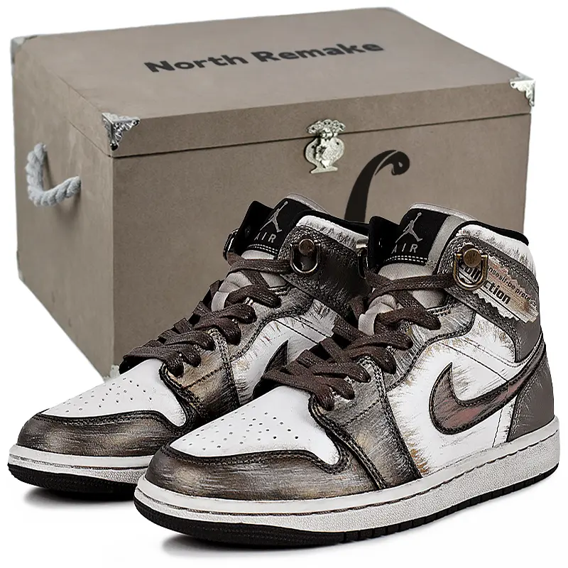 Jordan Air Jordan 1 Abrasion Resistant Mid top Vintage Basketball Shoes Women's Brown White