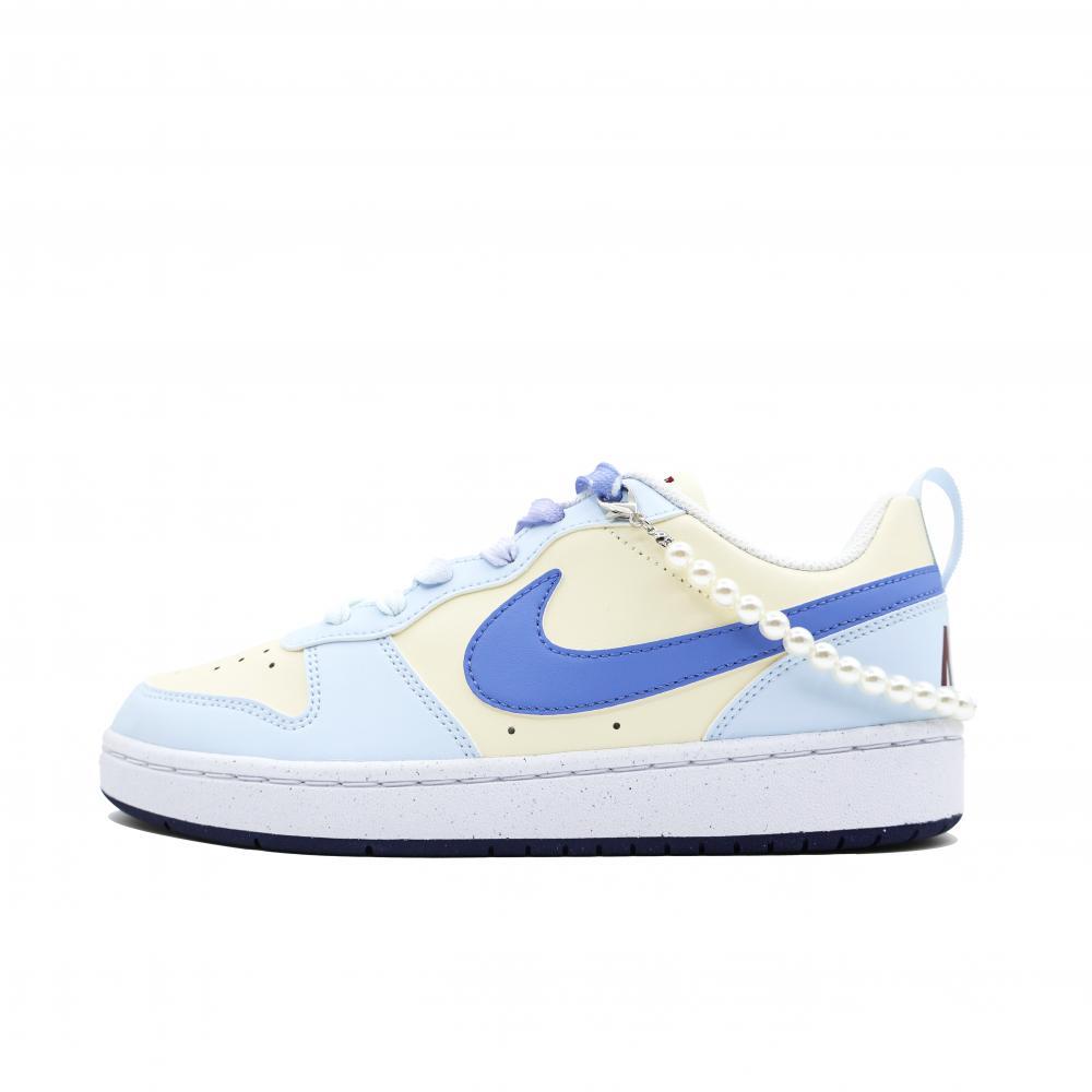 Nike Court Borough Skateboard Shoes Women's Low-Top Beige/Blue