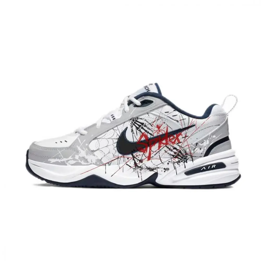 Nike Air Monarch 4 Spider Ink Fantasy Abrasion Resistant Low top Chunky Sneakers Unisex White