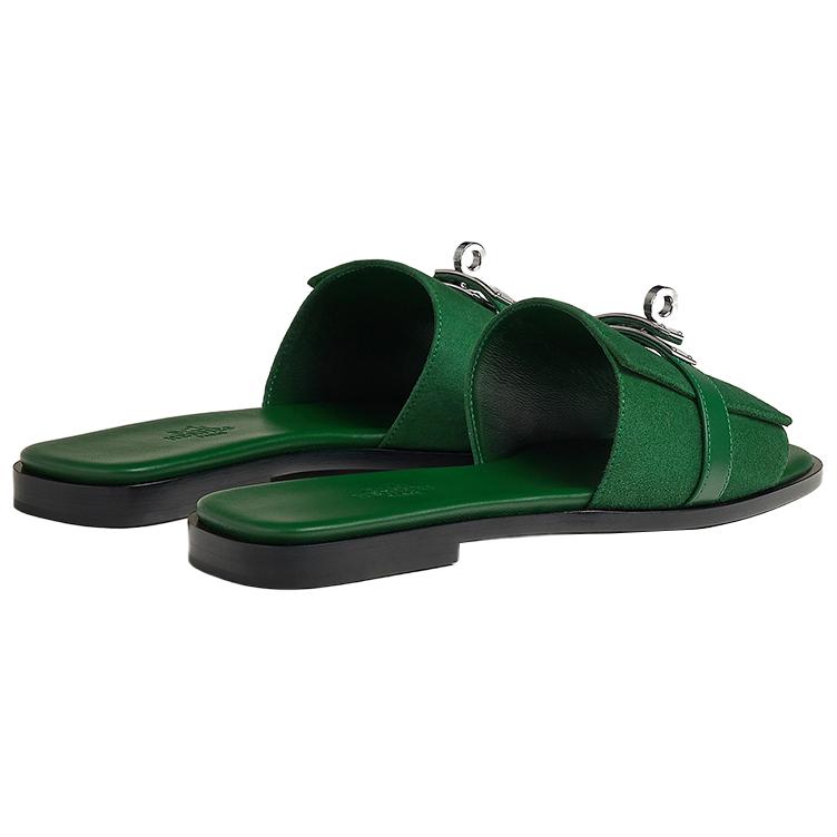 HERMES Giulia Slide Slippers Women's Green