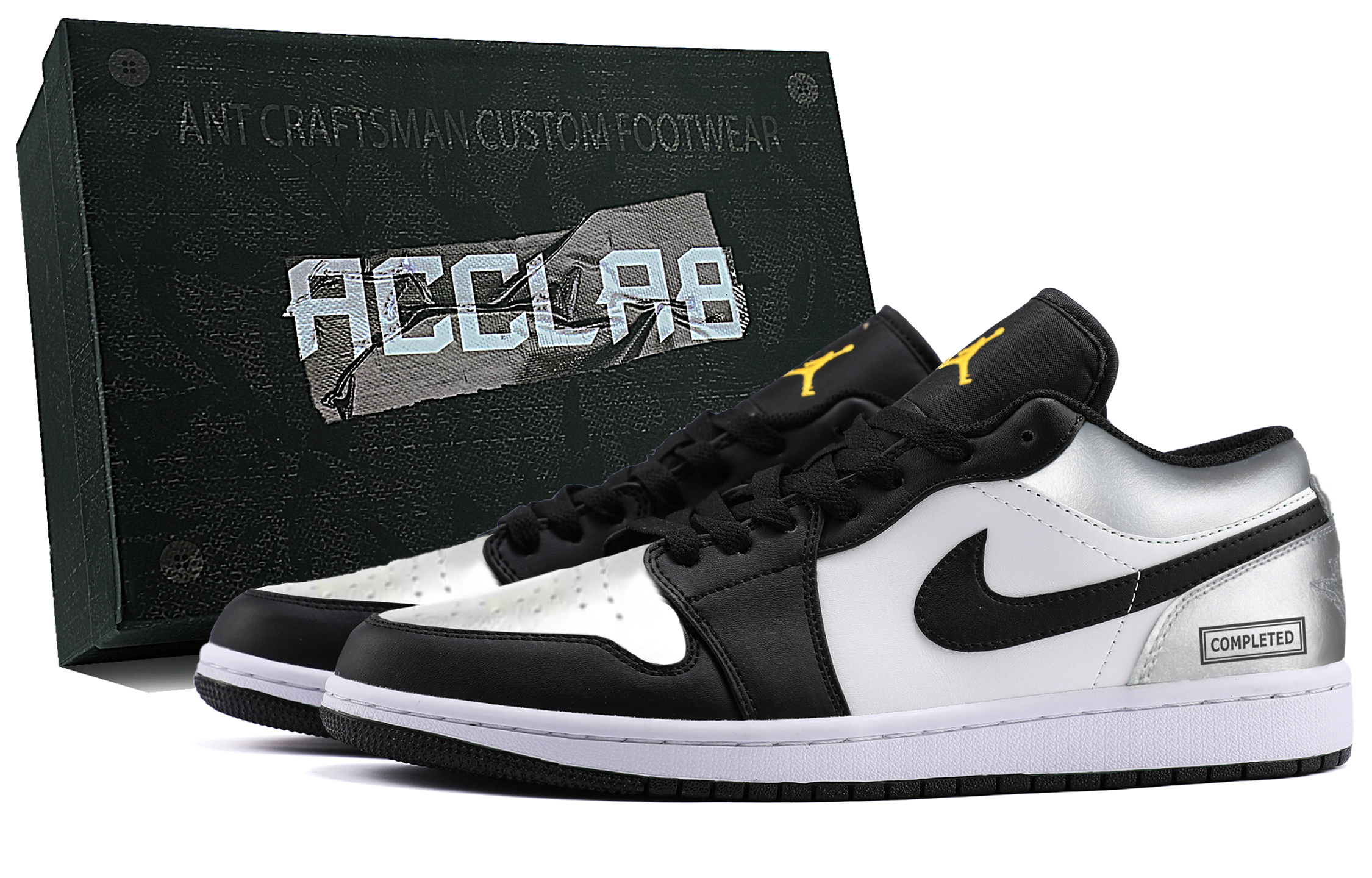 Jordan 1 Abrasion Resistant Low top Vintage Basketball Shoes Unisex Liquid Silver