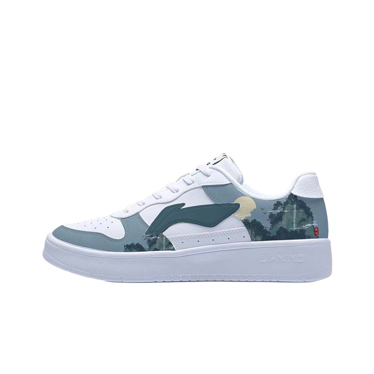LiNing Pontoon Boats Slip Resistant, Abrasion Resistant, Breathable Low top Skateboard Shoes Men's White Blue