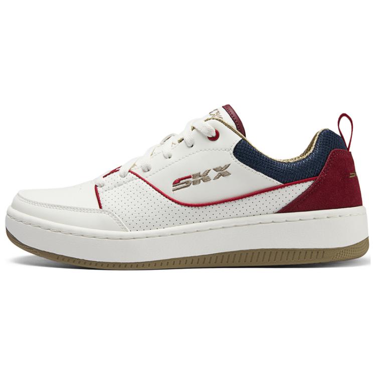 Skechers Cushioning Breathable Low-Top Skateboard Shoes Men's White Red Blue