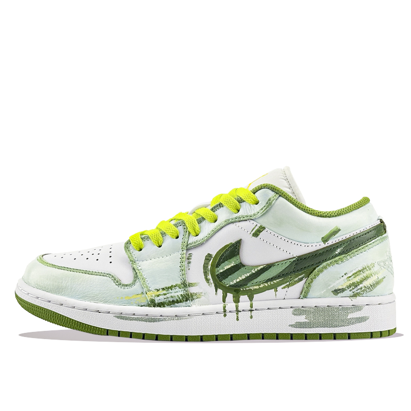 Jordan Air Jordan 1 Low Top Vintage Basketball Shoes Unisex White Green