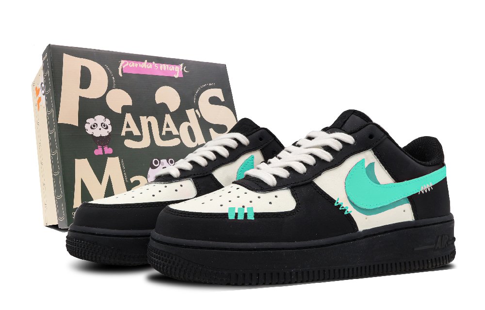 Nike Air Force 1 1'07 Iceberg Island Skateboard Shoes Men's Black Blue