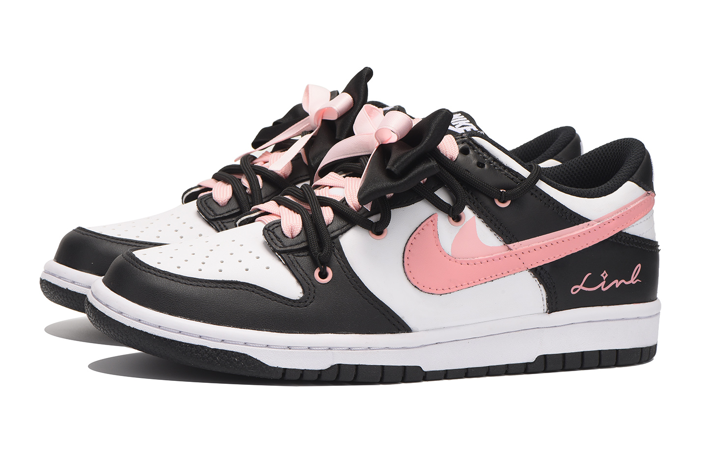 Nike Dunk Slip-Resistant Coverage Low-Top Skateboard Shoes Women's Black Pink