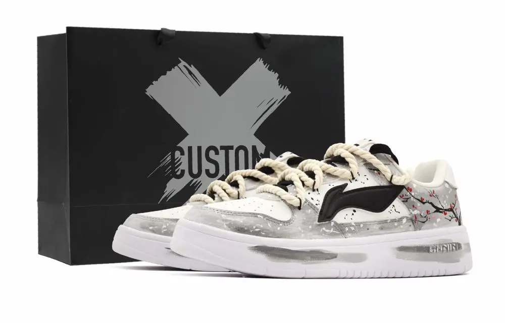 LiNing Pontoon Boats Abrasion Resistant Breathable Cushioning Low Top Skateboard Shoes Men's White