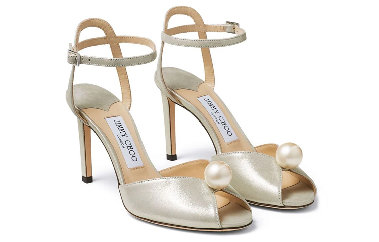Jimmy Choo Sacora Slim Heel One Strap Sandals Women's Champagne